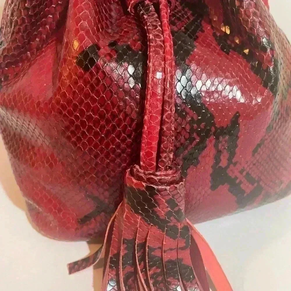 AU Printermps snakeskin print leather satchel handbag
